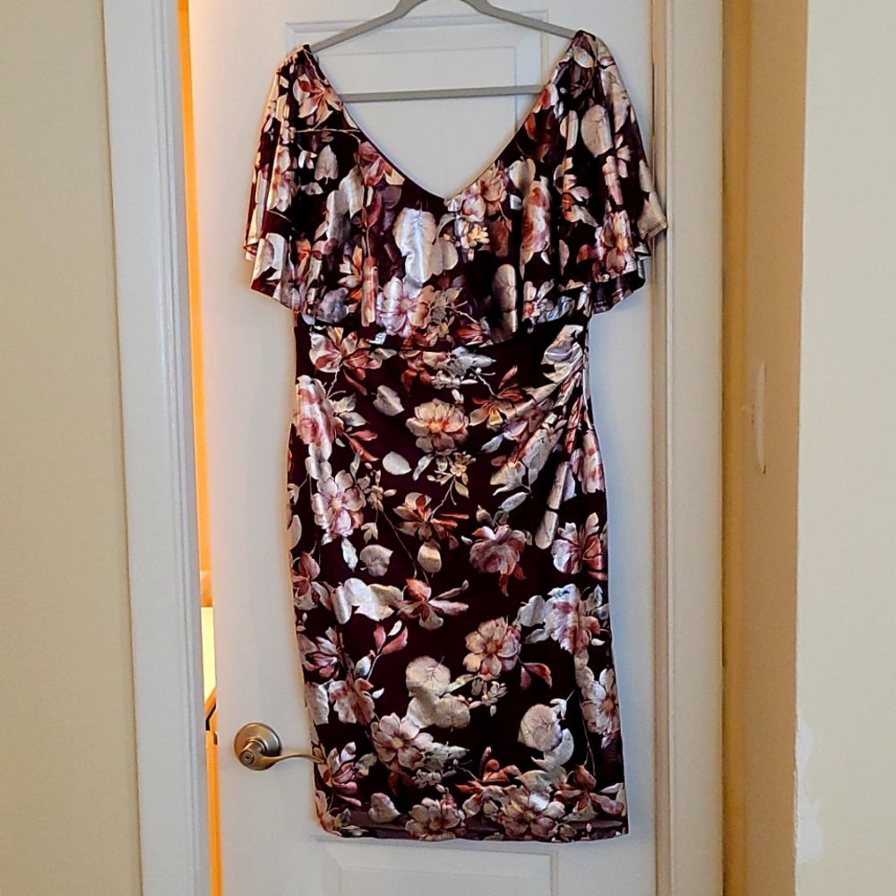 Maroon dress with flower print